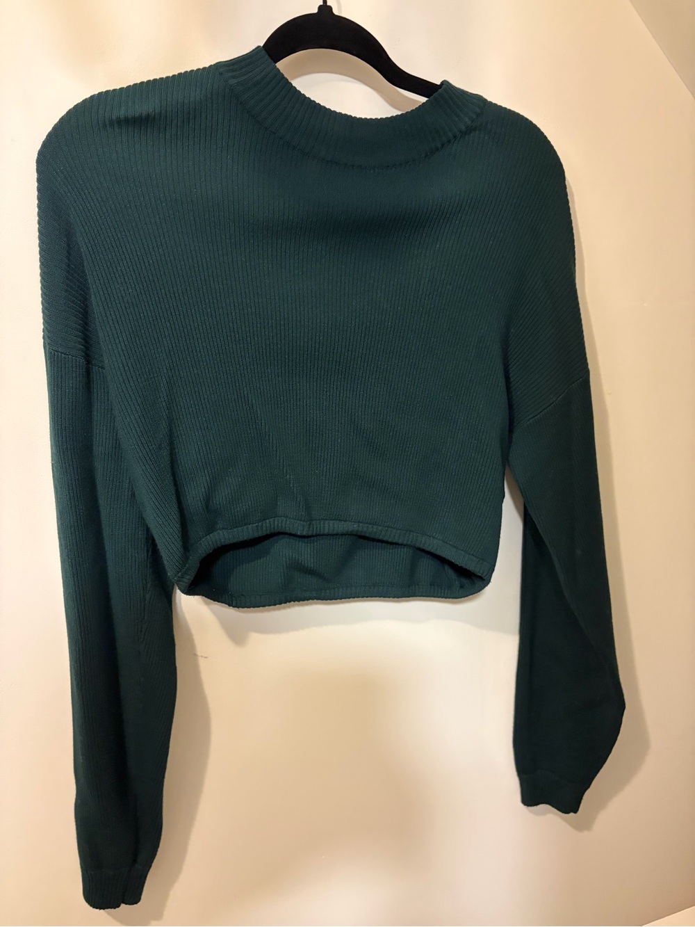 twik Cropped Ribbed Sweater in Teal Green